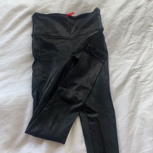 Spank!! High waisted leather leggings barely worn